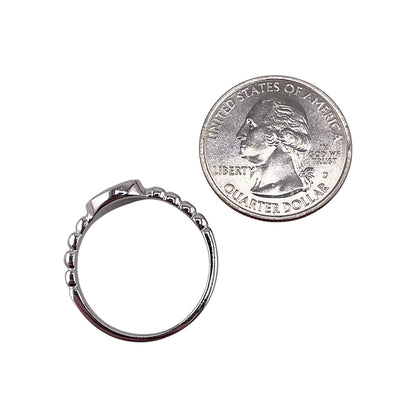 White Lab Round Pear Opal Bead Band Ring Sterling Silver
