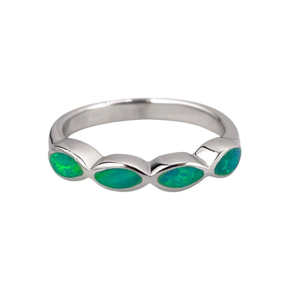 Green Lab Opal Marquis Ring Sterling Silver