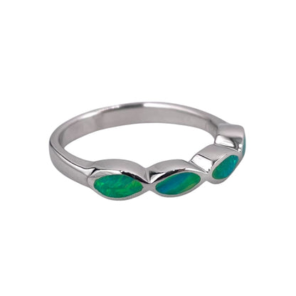 Green Lab Opal Marquis Ring Sterling Silver