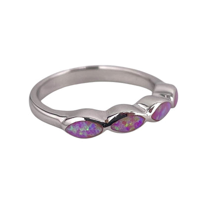 Pink Lab Opal Marquis Ring Sterling Silver