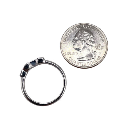 Blue Lab Opal Stacked Square Ring Sterling Silver