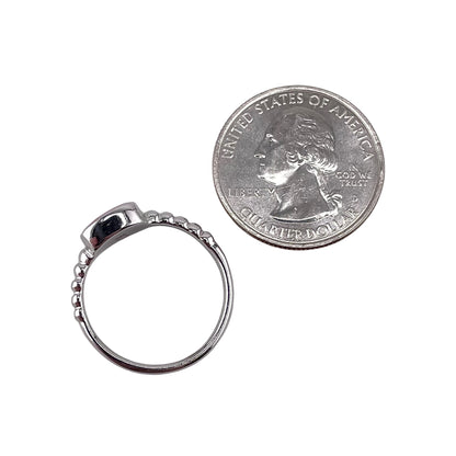Pink Lab Square Opal Bead Band Ring Sterling Silver