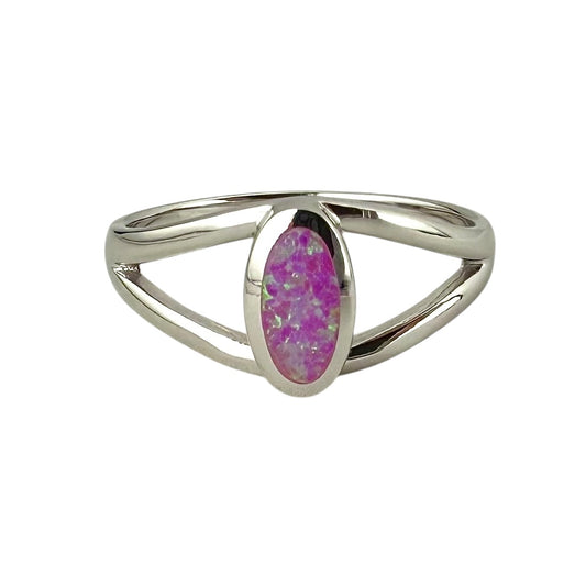 Pink Lab Opal Oval Ring Sterling Silver