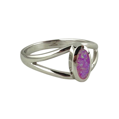 Pink Lab Opal Oval Ring Sterling Silver