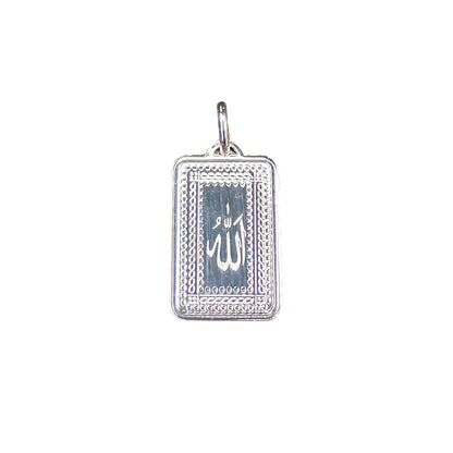 Allah God Rectangle Pendant Sterling Silver