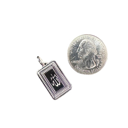 Allah God Rectangle Pendant Sterling Silver