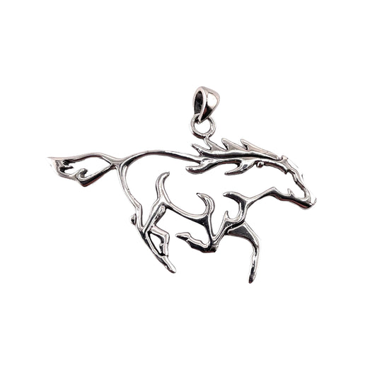 Horse Bronco Cut Out Pendant Sterling Silver