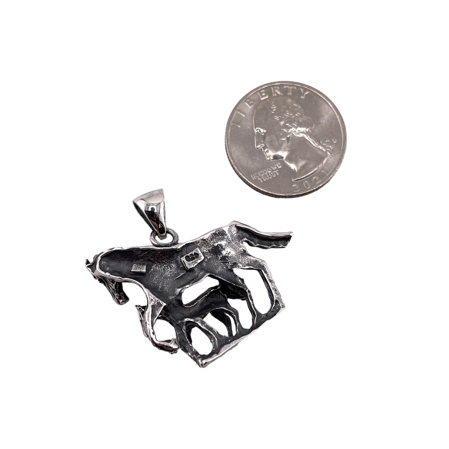 Horse Mother Child Pendant Sterling Silver