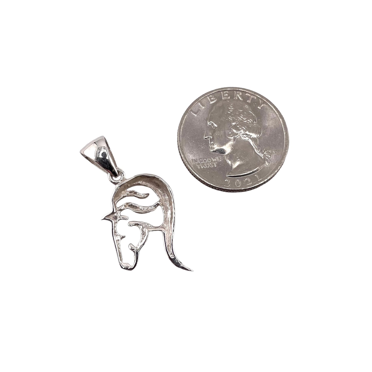 Horse Head Cut Out Pendant Sterling Silver