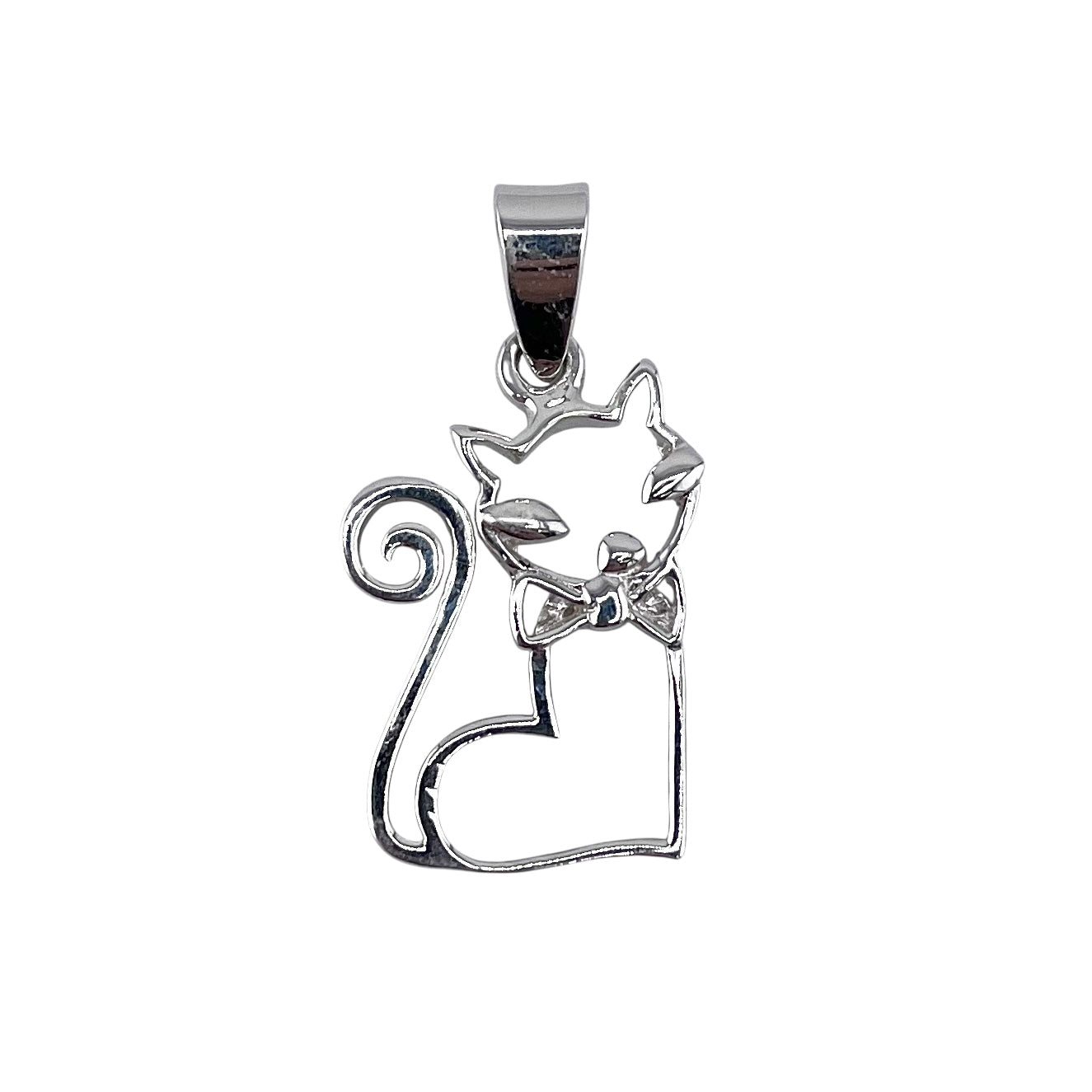 Cat Heart Pendant Sterling Silver