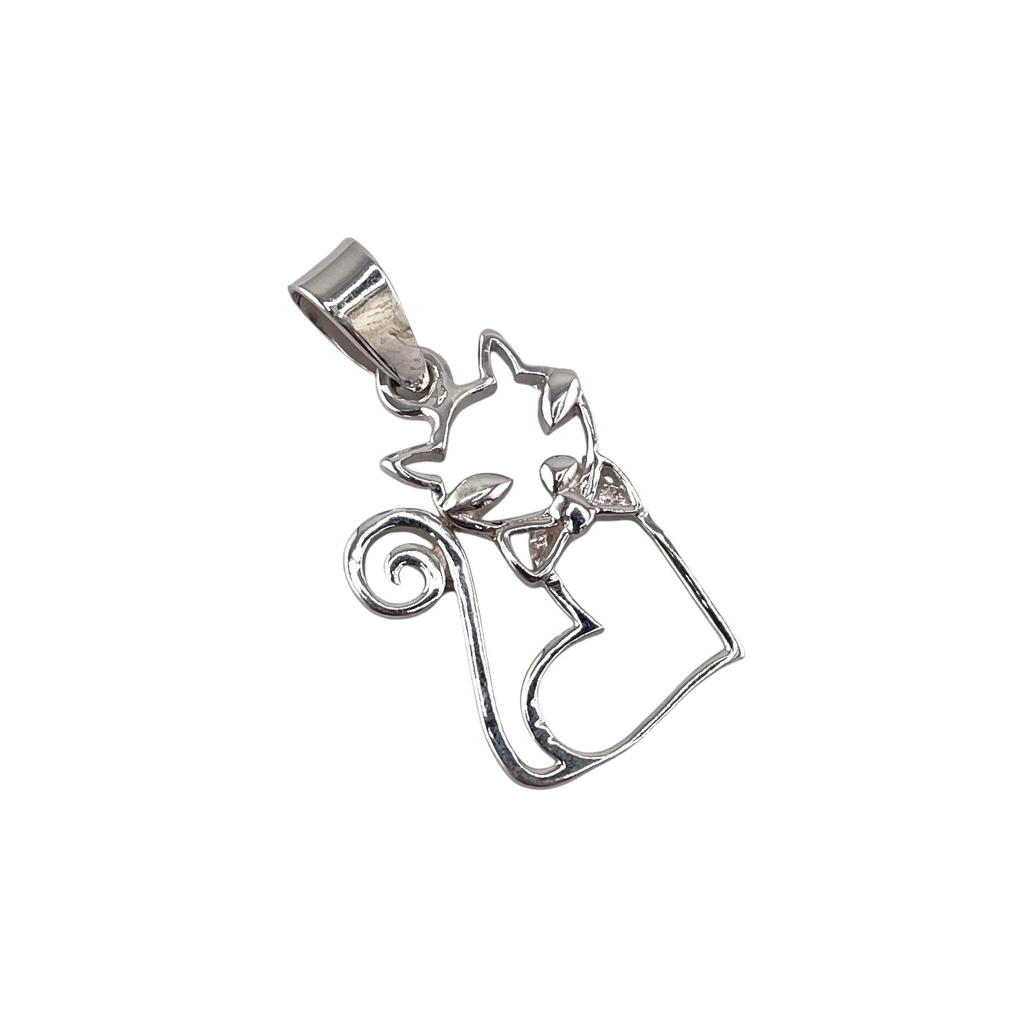 Cat Heart Pendant Sterling Silver