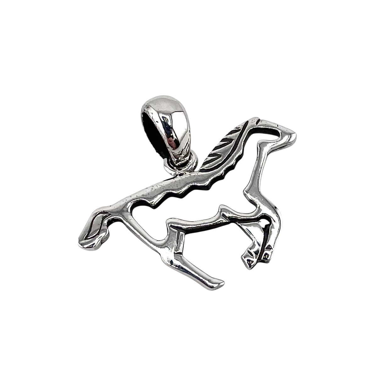 Galloping Horse Outline Pendant Sterling Silver
