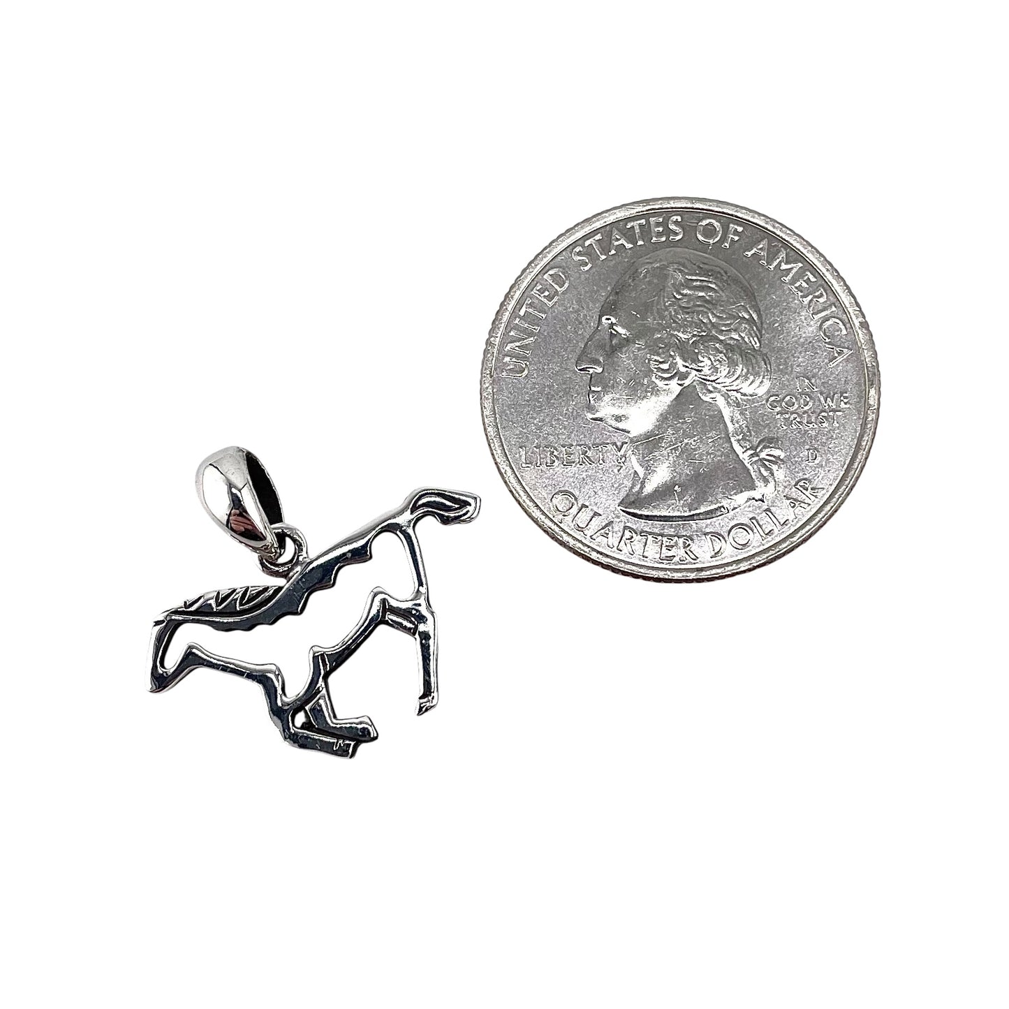 Galloping Horse Outline Pendant Sterling Silver