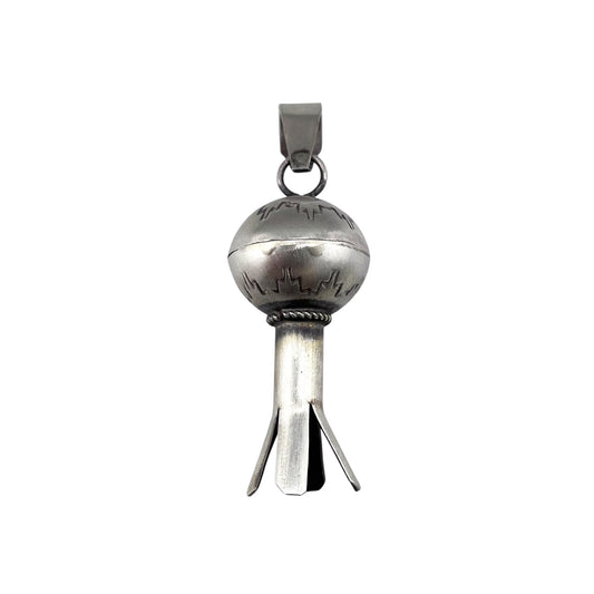 Monica Smith Stamped Blossom Pendant Navajo Sterling Silver