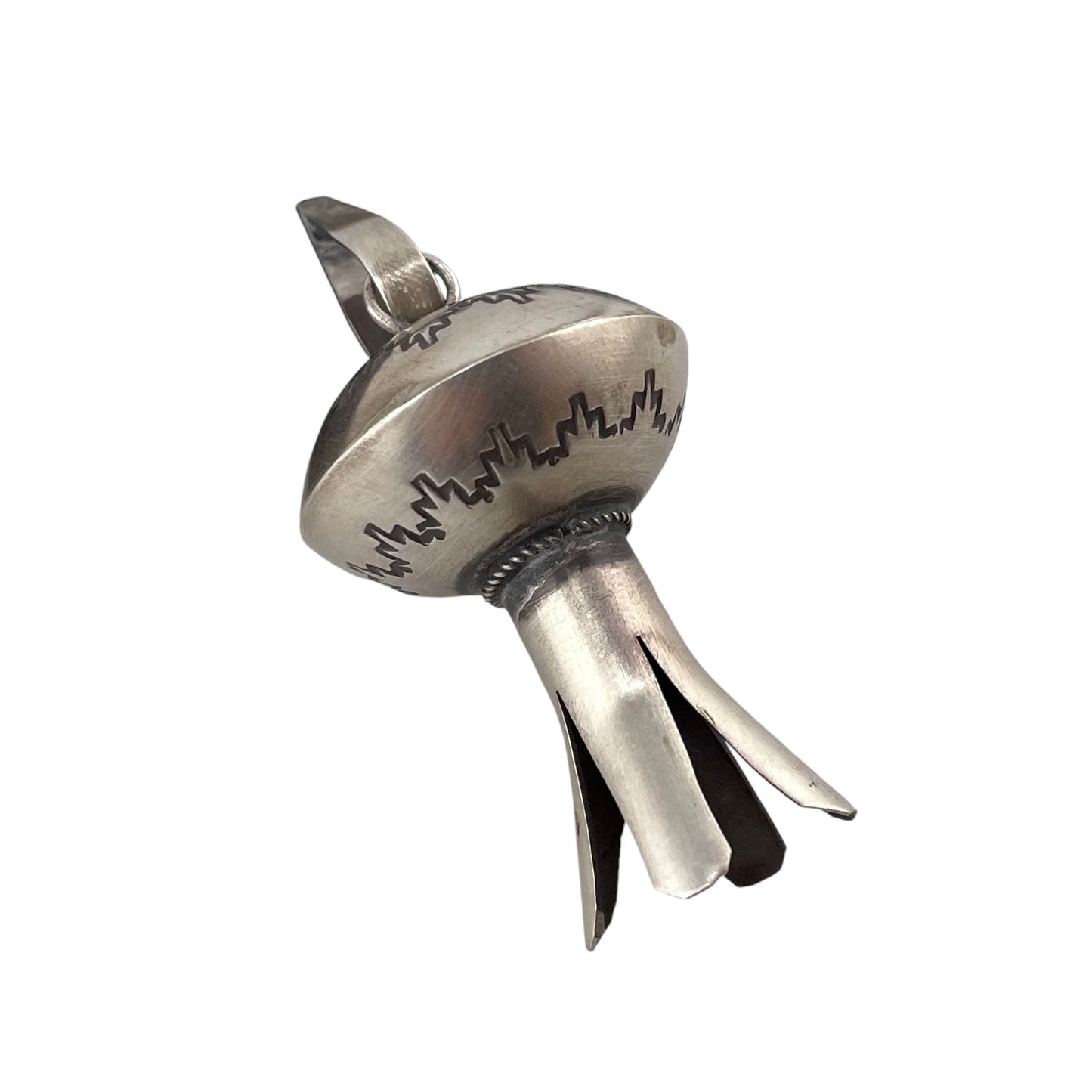 Monica Smith Imprinted Blossom Pendant Navajo Sterling Silver
