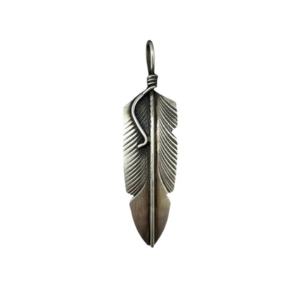 Feather Oxidized Navajo Pendant Sterling Silver