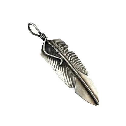 Feather Oxidized Navajo Pendant Sterling Silver