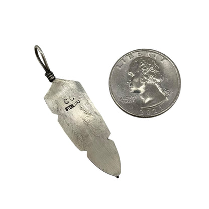 Feather Oxidized Navajo Pendant Sterling Silver