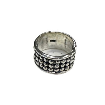Ball Dot 3-Row Band 12mm Ring Sterling Silver