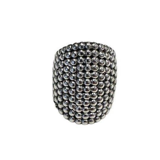 Sterling Silver Dotted Bead Ring