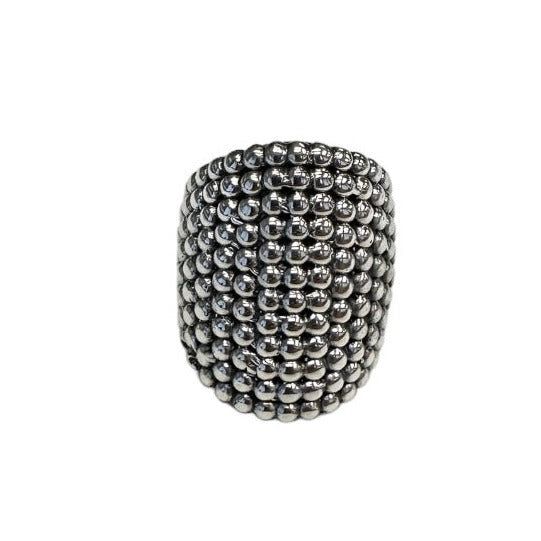 Dotted Bead 30mm Ring Sterling Silver