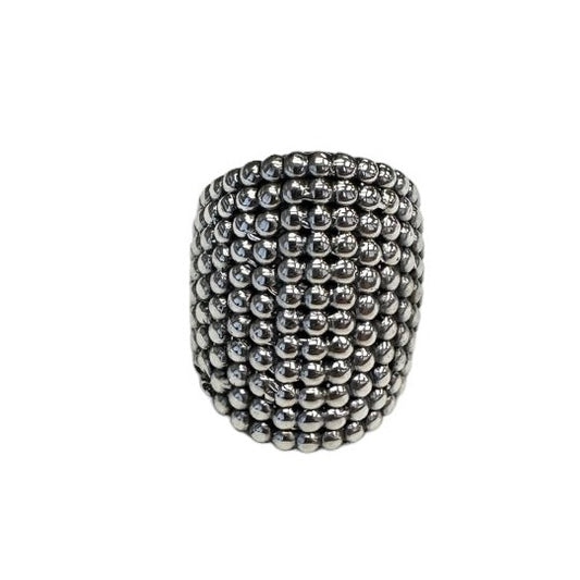 Dotted Bead 30mm Ring Sterling Silver