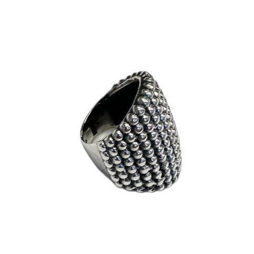 Sterling Silver Dotted Bead Ring
