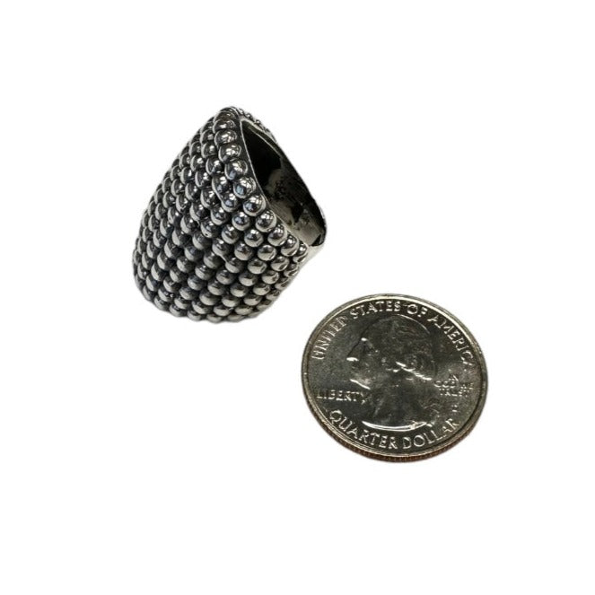 Dotted Bead 30mm Ring Sterling Silver