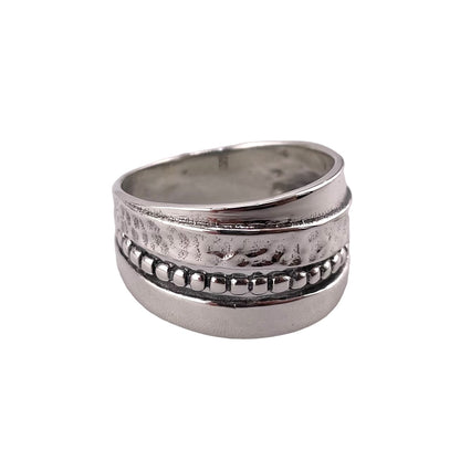 Hammered 12mm Dot Ring Sterling Silver