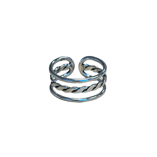 Rope Cuff Ring Sterling Silver