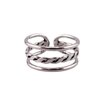 Rope Cuff Ring Sterling Silver