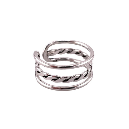 Rope Cuff Ring Sterling Silver