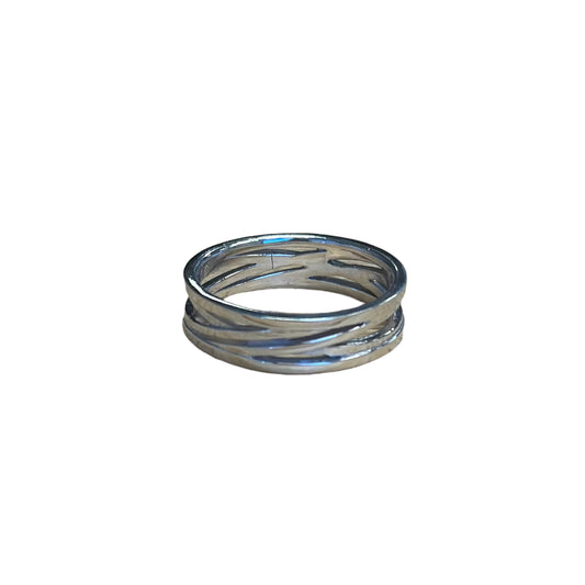 Criss Cross Band Ring Sterling Silver