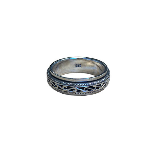 S Hook Spinner Band Ring Sterling Silver