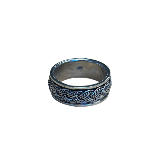 Braided Rope Spinner Ring Sterling Silver
