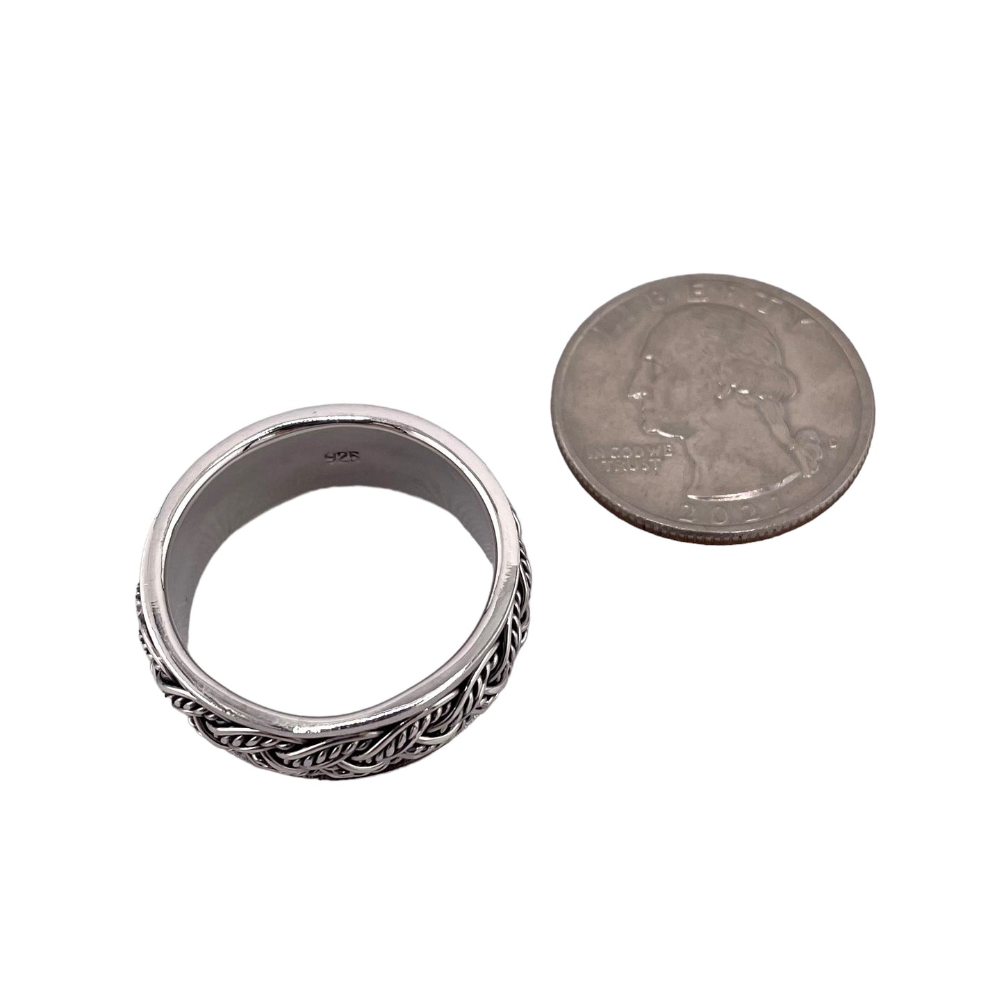 Braided Rope Spinner Ring Sterling Silver