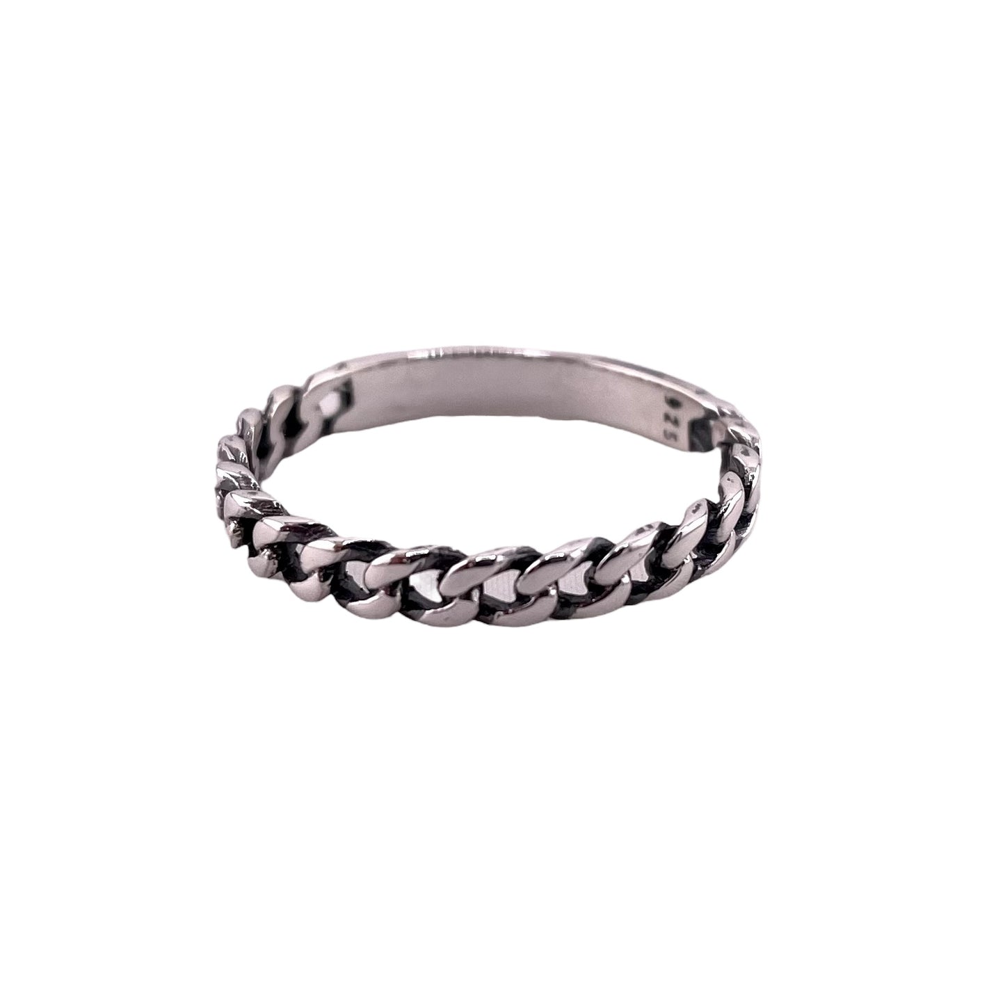 Curb Chain 3mm Ring Sterling Silver