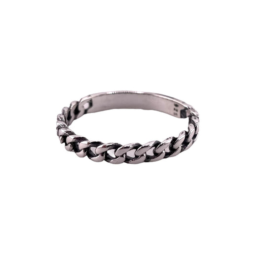 Curb Chain 3mm Ring Sterling Silver