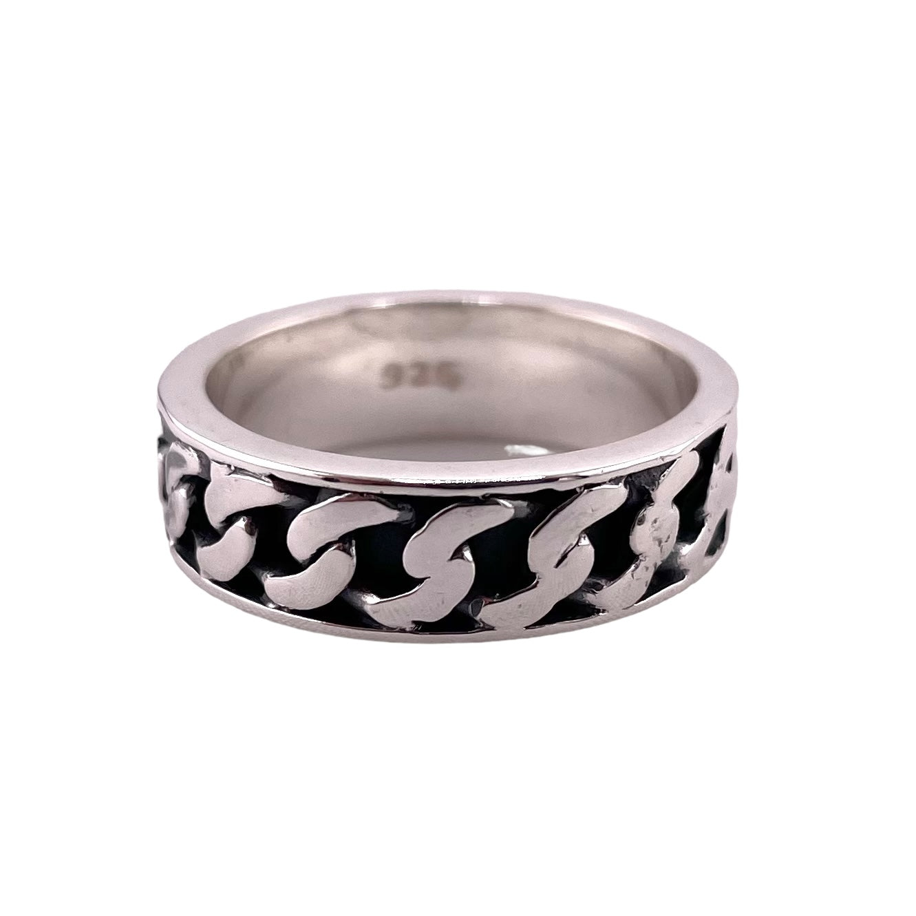 Curb Chain Band Ring Sterling Silver