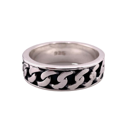 Curb Chain Band Ring Sterling Silver