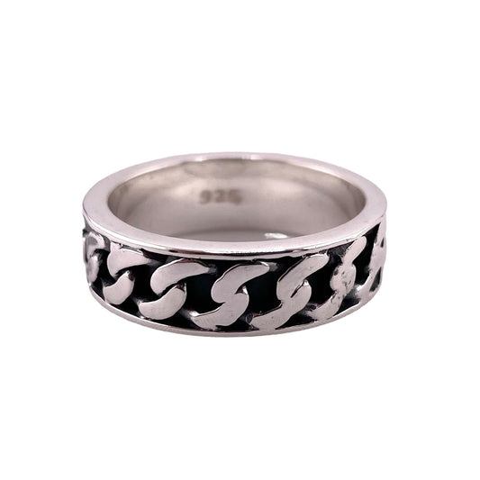 Curb Chain Band Ring Sterling Silver