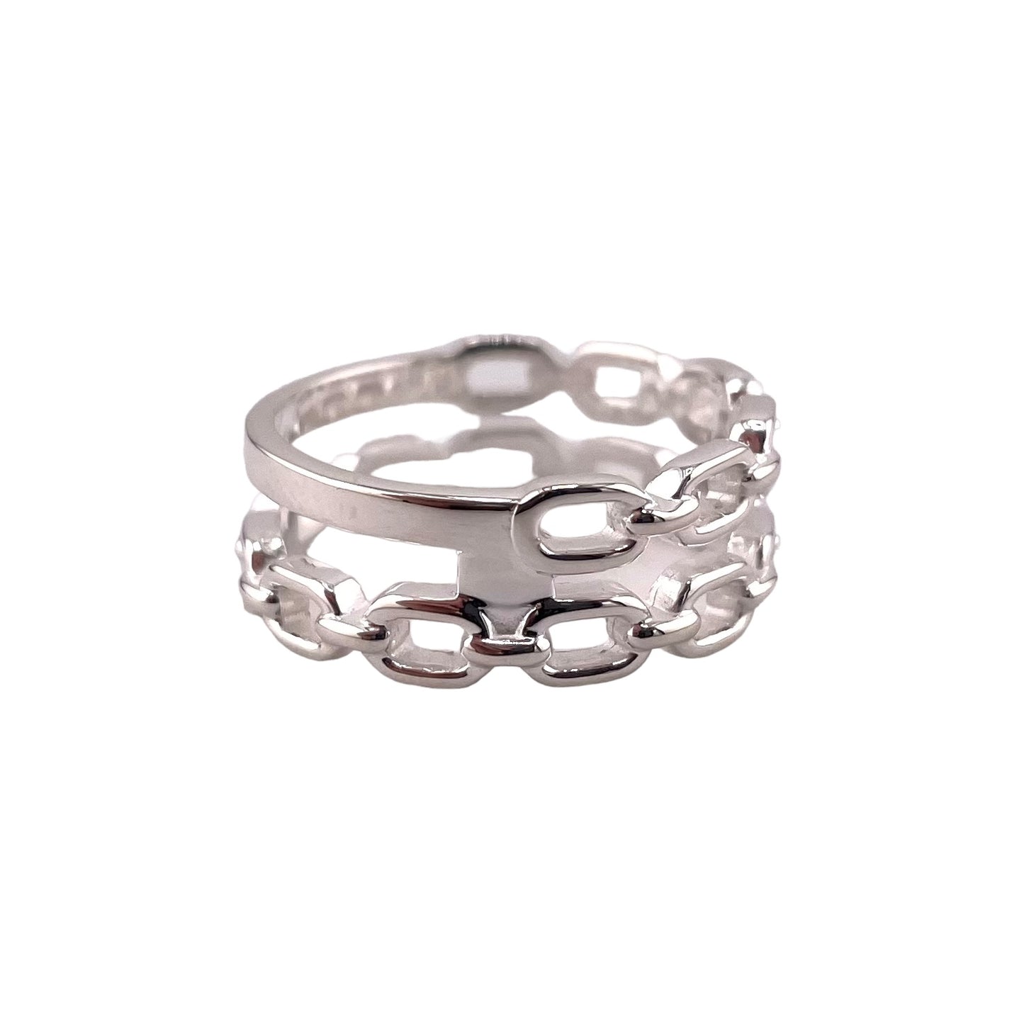 Chain Link Style 8mm Ring Sterling Silver