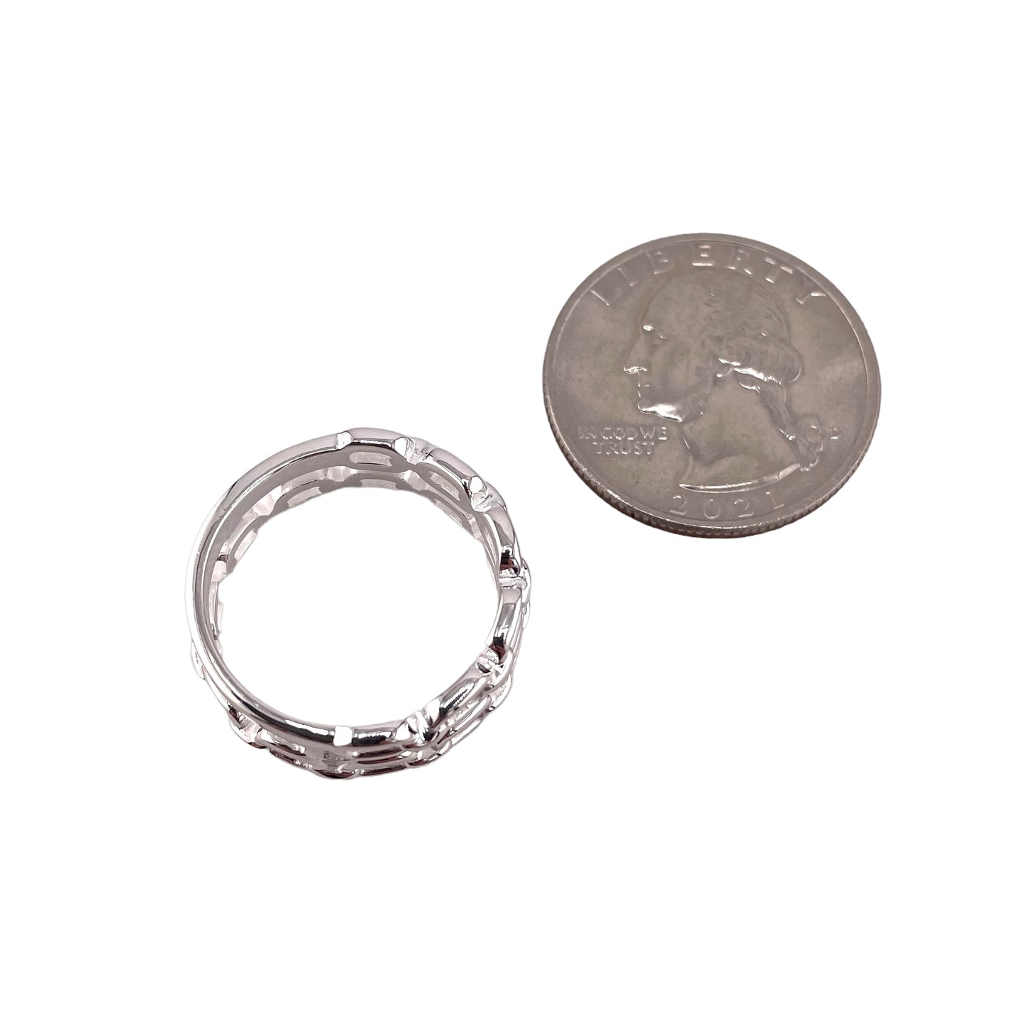 Chain Link Style 8mm Ring Sterling Silver