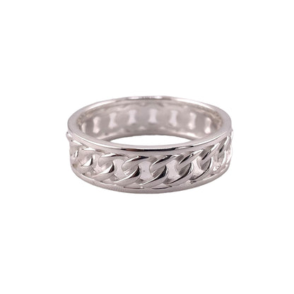Curb Chain Band Ring Sterling Silver