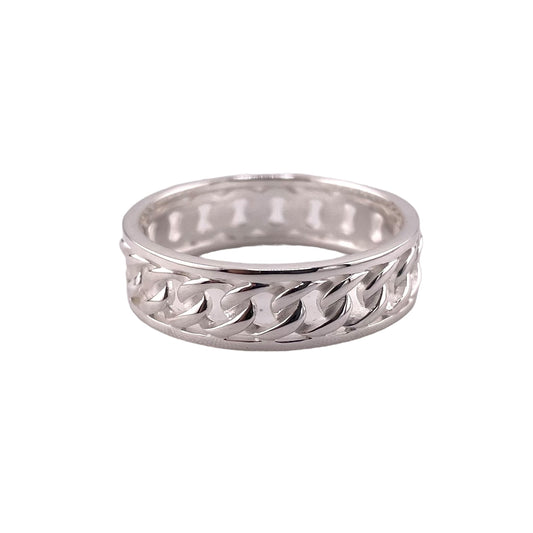 Curb Chain Band Ring Sterling Silver