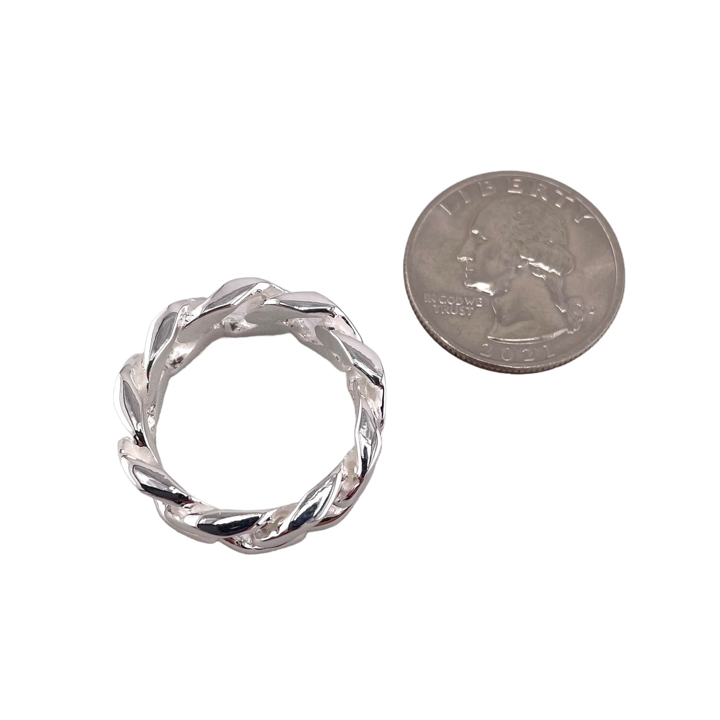 Curb Chain 9mm Band Ring Sterling Silver