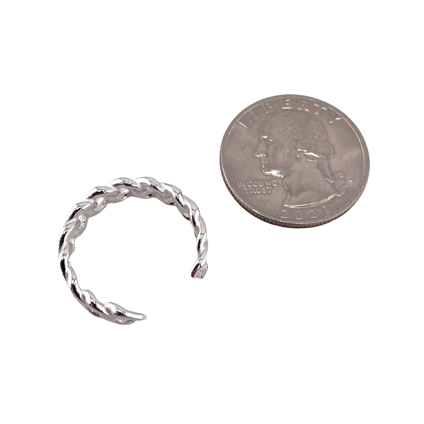 Curb Chain 6mm Open Cuff Ring Sterling Silver