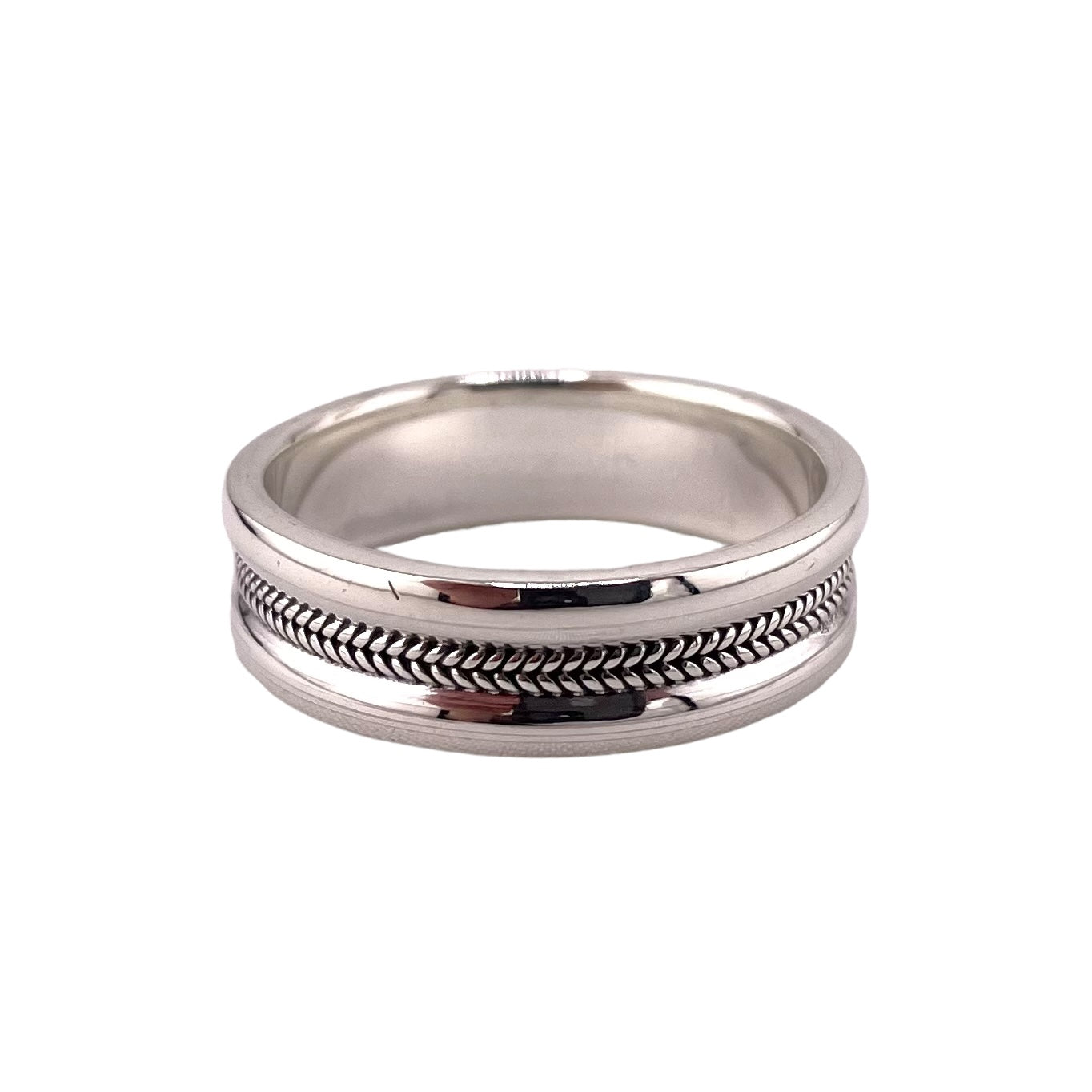 Double Rope 7mm Band Ring Sterling Silver