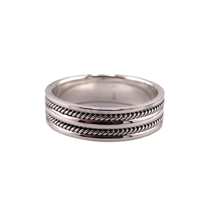 Double Rope 7mm Band Ring Sterling Silver