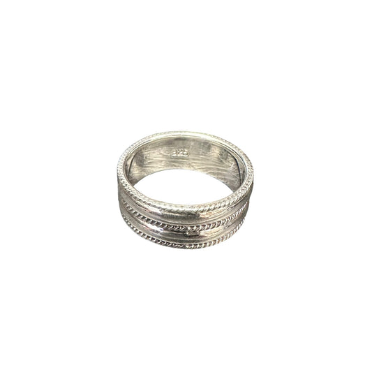 Double Barrel Roped 9mm Band Ring Sterling Silver